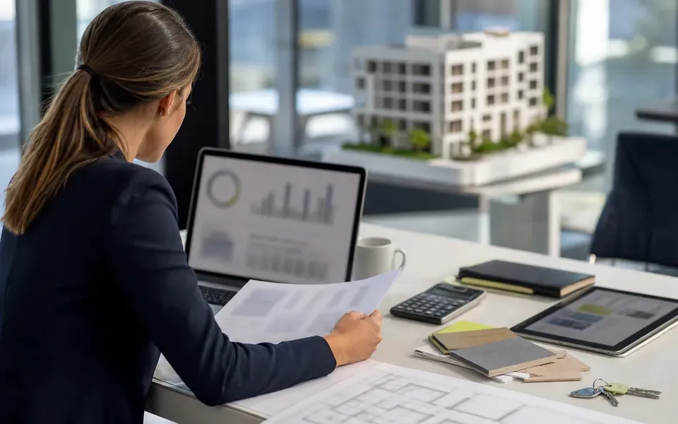 Scène de travail dans l'immobilier