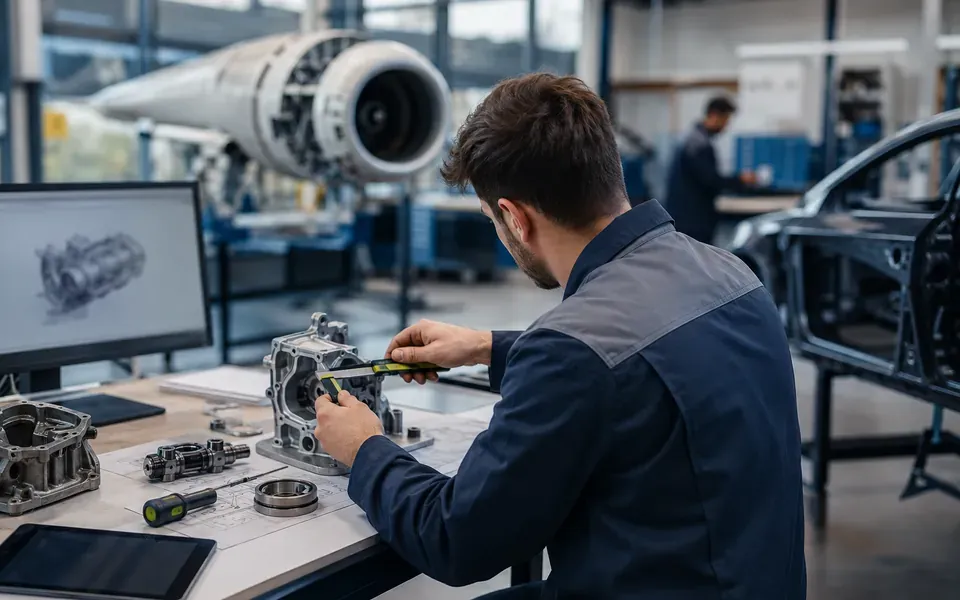 Scène de travail dans l'automobile et l'aéronautique