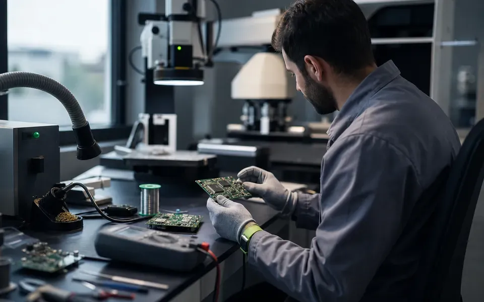 Scène de travail dans l'industrie électronique et les machines