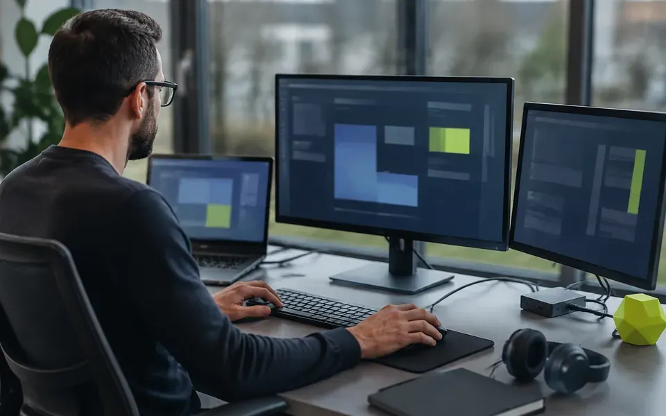 Scène de travail dans l'informatique et la communication