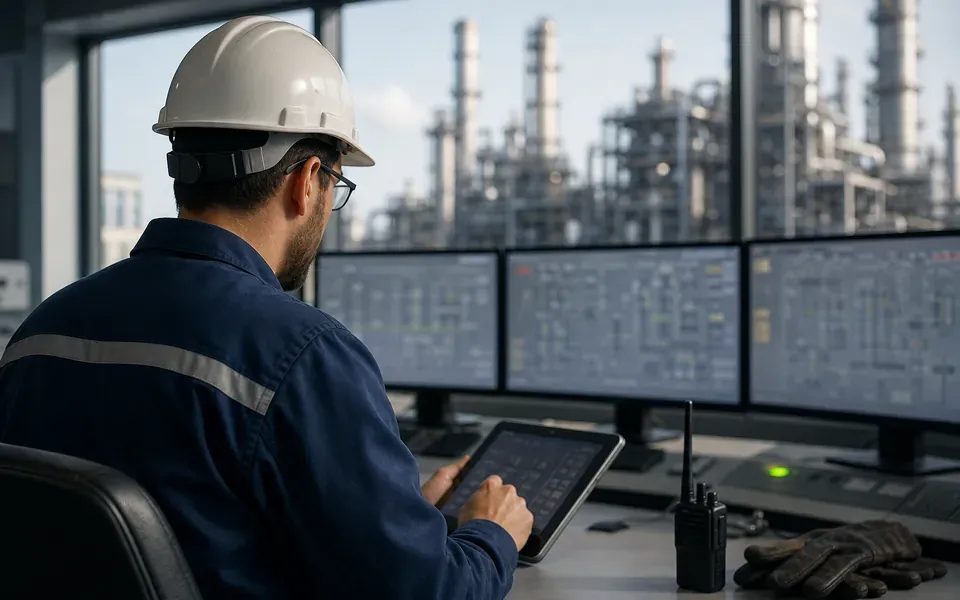 Scène de travail dans le raffinage du pétrole
